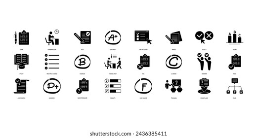 Conjunto de iconos de examen. Conjunto de iconos de trazo editables.Conjunto de vectores de examen
