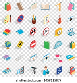 Exam icons set. Isometric style of 36 exam vector icons for web for any design