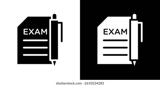 Exam icons vector set in solid flat style