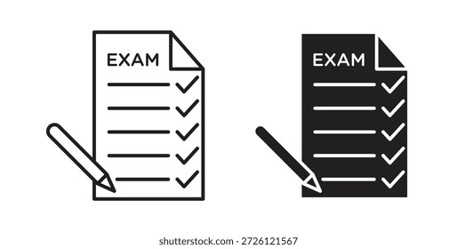 Símbolo de Vector de iconos de examen con trazo editable y versiones planas
