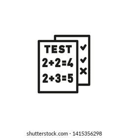 Exam line icon. Mathematics, paper, answering. Test concept. Can be used for topics like education, algebra, solution