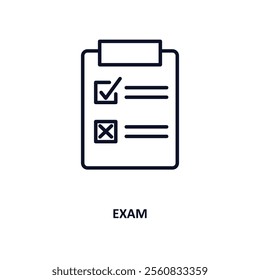 exam outline icon.  Thin line icon from education collection. Editable vector isolated on white background
