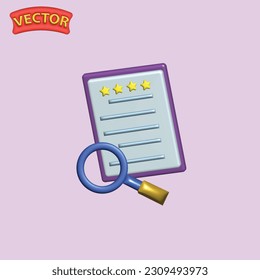 Exam paper 3d paper clipboard task management. 3d vector render EPS 10