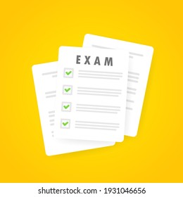 Exam paper banner. School examination. Vector on isolated background. EPS 10
