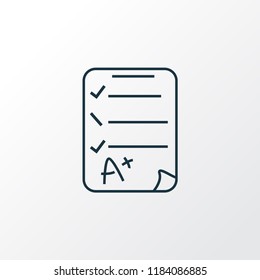 Exam paper icon line symbol. Premium quality isolated test result element in trendy style.