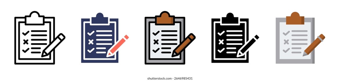 Ícone de papel do exame Ilustração de vetor múltiplo