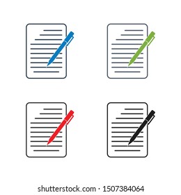 Exam Paper Icon set. Flat style vector EPS.