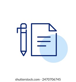 Exam paper and pen. Studying and passing tests. Pixel perfect, editable stroke vector icon