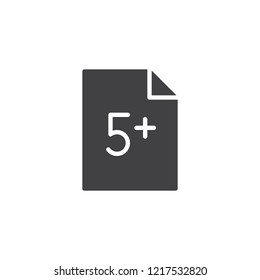 Exam paper vector icon. filled flat sign for mobile concept and web design. Test result  simple solid icon. Symbol, logo illustration. Pixel perfect vector graphics