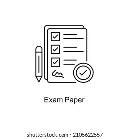 Ilustración de diseño del icono de esquema del vector de papel de examen. Símbolo de tecnología educativa sobre fondo blanco archivo EPS 10