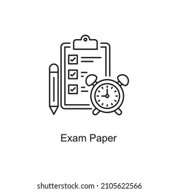 Exam Paper vector Outline Icon Design illustration. Educational Technology Symbol on White background EPS 10 File