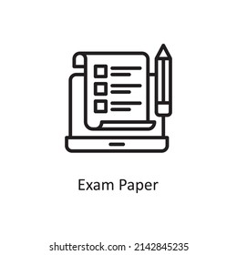 Exam Paper vector Outline Icon Design illustration. Educational Technology Symbol on White background EPS 10 File