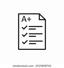 exam A plus icon sign vector