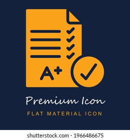 Exam premium material ui ux isolated vector icon in navy blue and orange colors svg