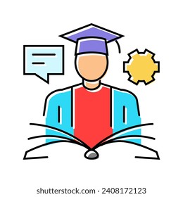 exam preparation college teacher color icon vector. exam preparation college teacher sign. isolated symbol illustration