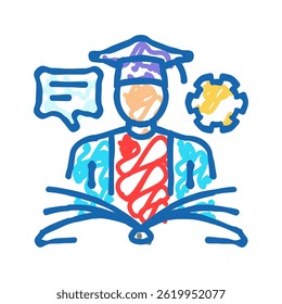 exam preparation college teacher doodle icon sketch vector. exam preparation college teacher sign. isolated symbol illustration