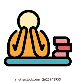 Icono de preparación del examen. Esquema de la preparación del examen Vector icono de color plano aislado