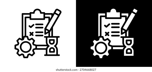 Exam Preparation Icon whiteblack Vector Illustration