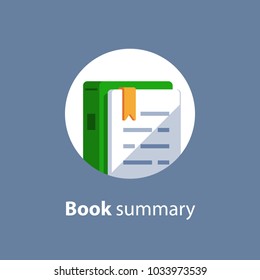 Exam preparation, subject learning course, educational resources, book reading, assignment concept, book summary, vector icon