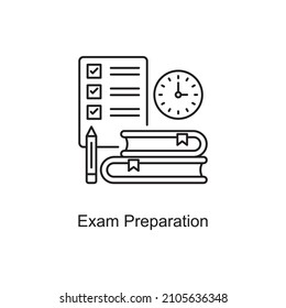 Exam Preparation vector Outline Icon Design illustration. Educational Technology Symbol on White background EPS 10 File