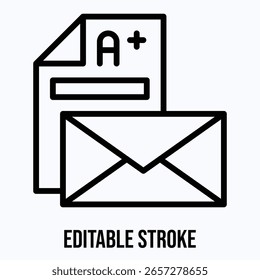 Resultado Do Exame, Ícone De Vetor De E-Mail, Ícone De Estilo Linear De Vetor Isolado, Traço Editável.