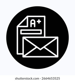 Icono de Vector de correo electrónico, Icono de estilo circular de Vector aislado,