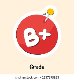 Exam result, flat sticker of grade b
