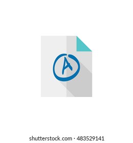 Exam result icon in flat color style. Education school student essay paper