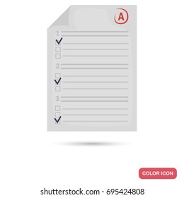 Exam sheet color flat icon for web and mobile design