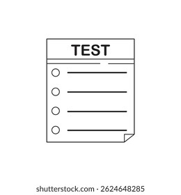 Exam sign, thin symbols or lined elements in outline style. Educational Exam Paper Icon. Ideal for education or testing concepts. exam test results, pencil flat icon, survey success sign. Eps file 35.