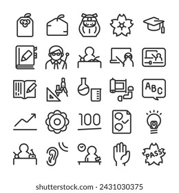 Exam study and Further education icon set