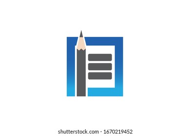 exam test document in paper and pencil icon or logo concept