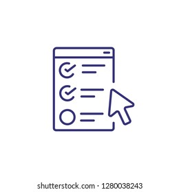 Exam Test Line Icon. Website, Service, Program. Online Education Concept. Vector Illustration Can Be Used For Topics Like Finals, Testing, Modern Education System