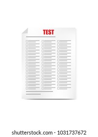 Exam test on white background