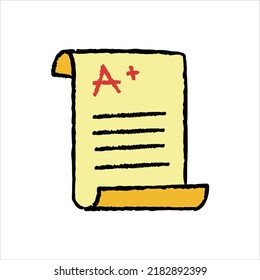 Exam test score hand-drawn icon vector graphic illustration
