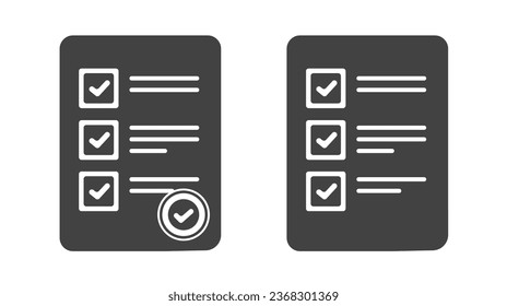 Exam test from sheet simple icon pictogram graphic vector, standard check list survey poll quiz report document black glyph symbol, approve task list note file, audit application checklist image