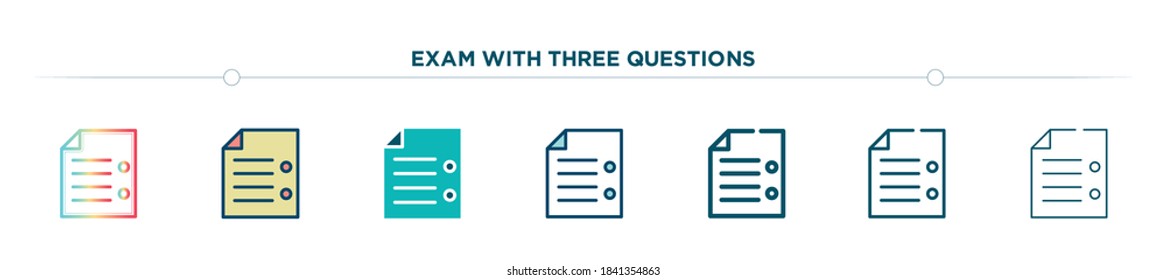 exam with three questions icon designed in gradient, filled, two color, thin line and outline style. vector illustration of exam with three questions vector icons. can be used for mobile, ui, web
