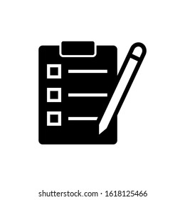 Exam vector icon, exam icon symbol sign education collection for mobile concept and web apps design, in black flat shape design isolated on white background