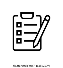 Exam vector icon, exam icon symbol sign education collection for mobile concept and web apps design, in outline, lineart style isolated on white background