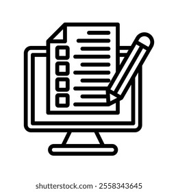 Exam Vector Lineal Icon on white background.