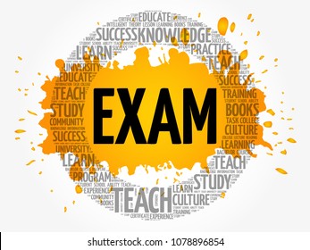 EXAM word cloud collage, education concept background