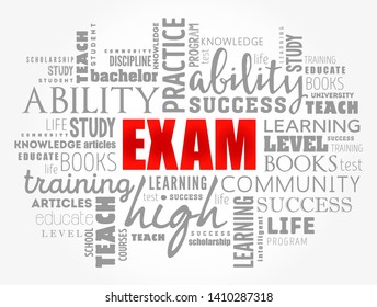 EXAM word cloud collage, education concept background