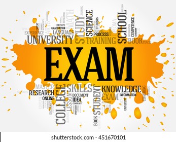 EXAM word cloud collage, education concept background