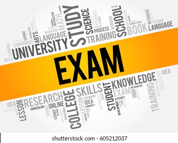 EXAM word cloud collage, education concept background
