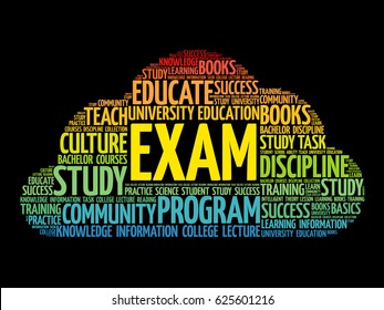 EXAM word cloud collage, education concept background