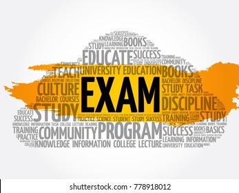 EXAM word cloud collage, education concept background