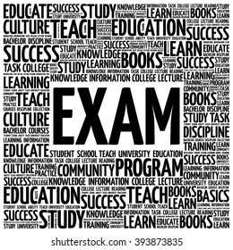 EXAM word cloud, education concept background