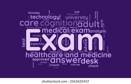 Exam word cloud template. Exam concept vector tagcloud background. vector illustration.