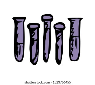 Examination analyse vial jar contain solution isolated on white background. Web modern outline logo concept. Freehand black ink line hand drawn symbol sketch in retro doodle contour style pen on paper