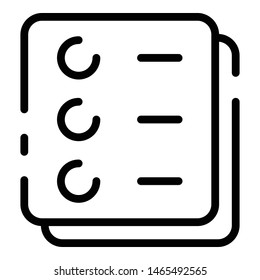 Examination form icon. Outline examination form vector icon for web design isolated on white background